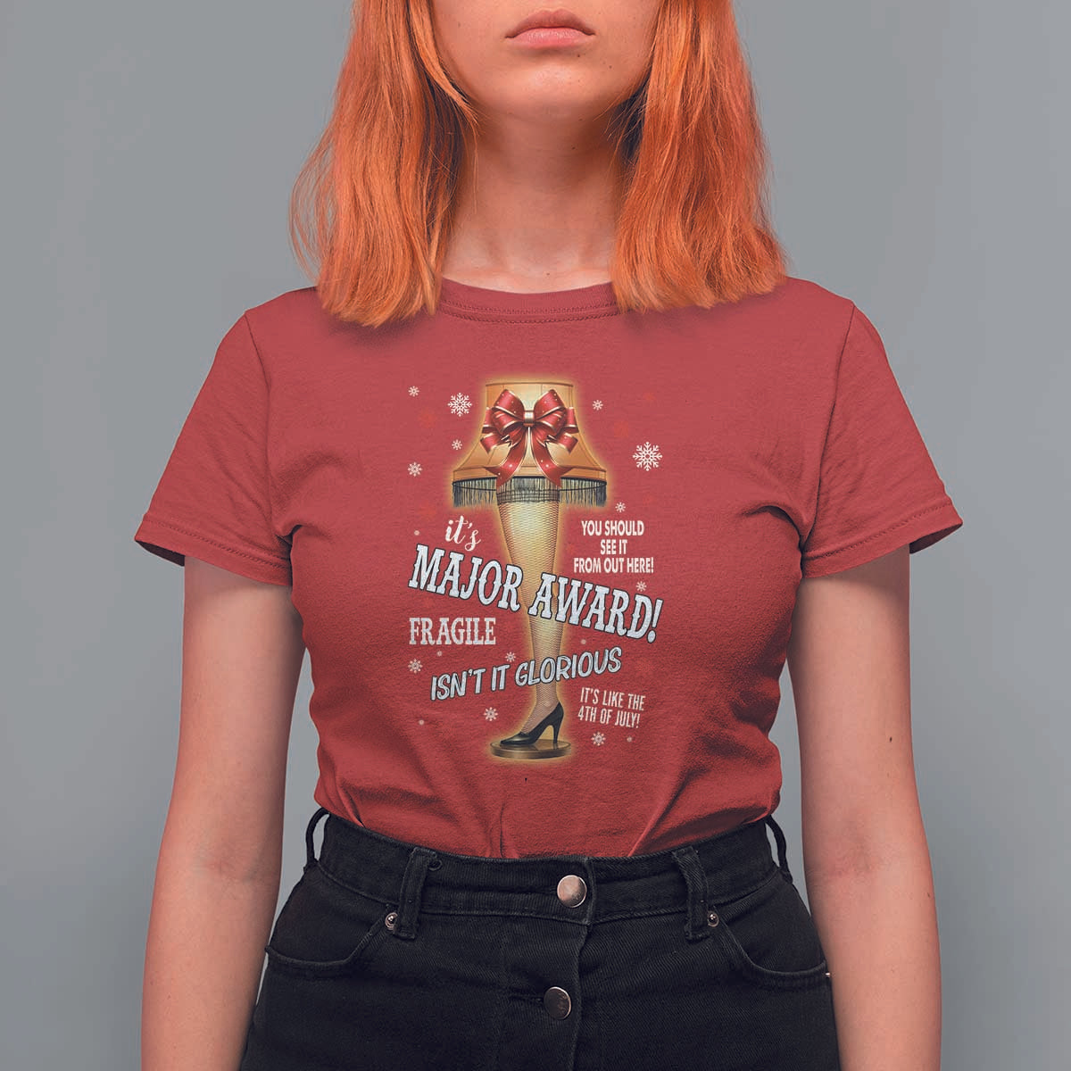 Funny Christmas Movie T Shirt For Women It Is A Major Award Fragile Italian Leg Lamp - Wonder Print Shop