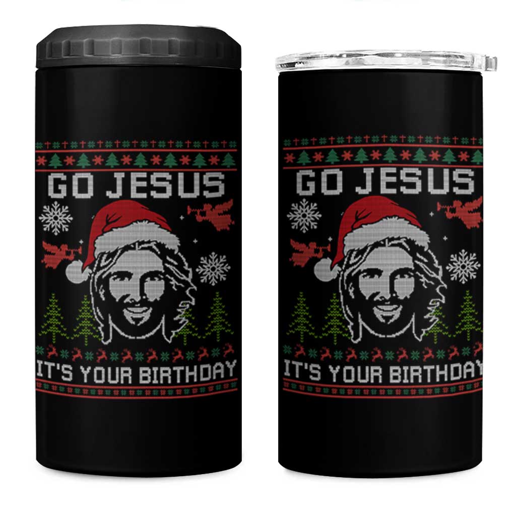 Funny Go Jesus It Is Your Birthday 4 in 1 Can Cooler Tumbler Christian Christmas Party - Wonder Print Shop