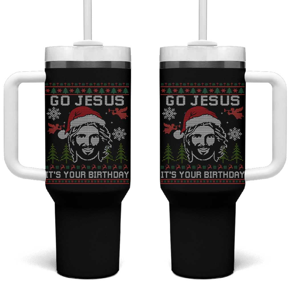 Funny Go Jesus It Is Your Birthday Tumbler With Handle Christian Christmas Party - Wonder Print Shop