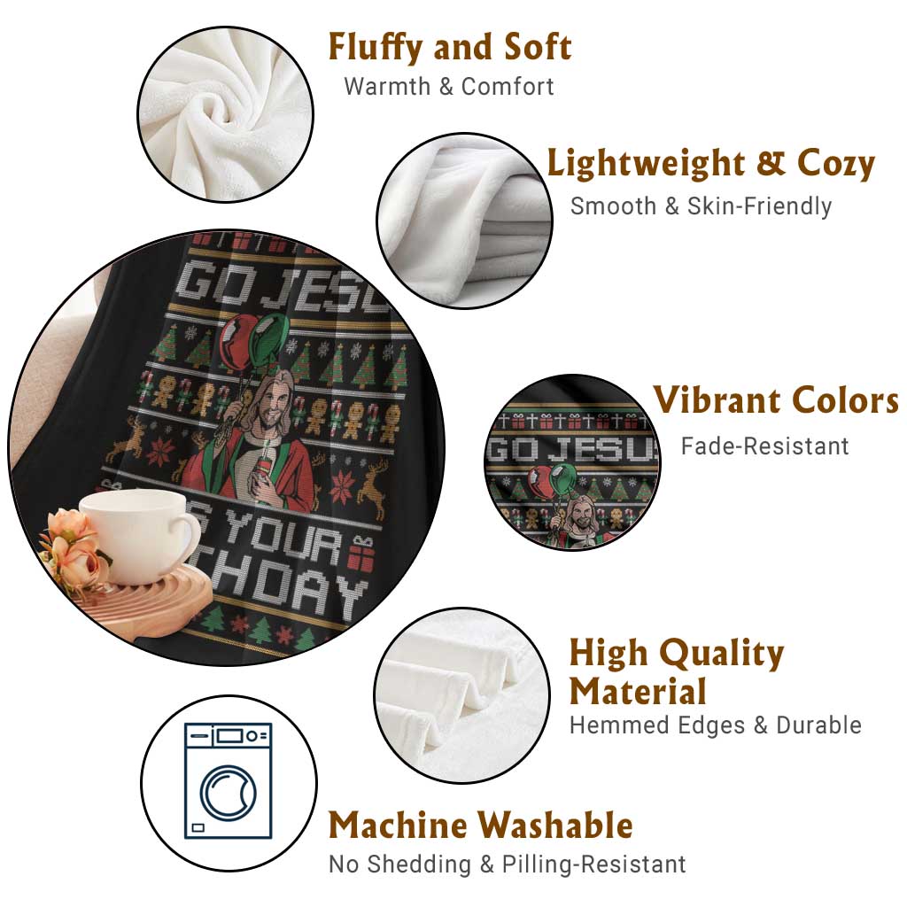 Funny Go Jesus Its Your Birthday Throw Blanket Christmas Christian Religious God - Wonder Print Shop