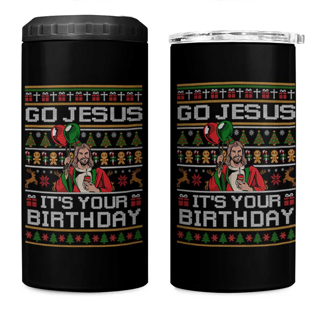 Funny Go Jesus Its Your Birthday 4 in 1 Can Cooler Tumbler Christmas Christian Religious God - Wonder Print Shop