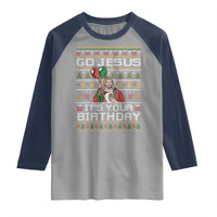 Funny Go Jesus Its Your Birthday Raglan Shirt Christmas Christian Religious God - Wonder Print Shop