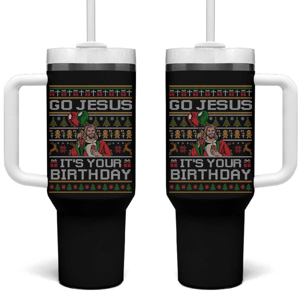 Funny Go Jesus Its Your Birthday Tumbler With Handle Christmas Christian Religious God - Wonder Print Shop