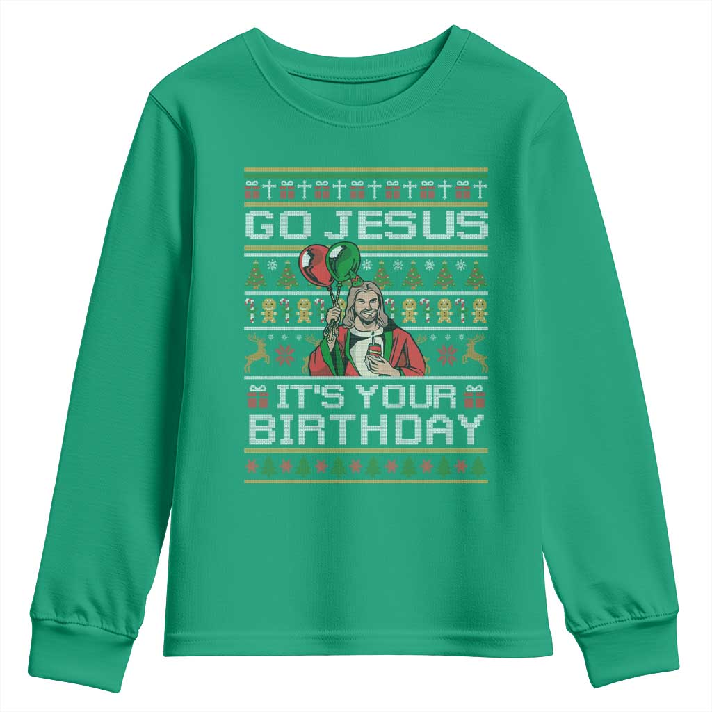 Funny Go Jesus Its Your Birthday Youth Sweatshirt Christmas Christian Religious God - Wonder Print Shop