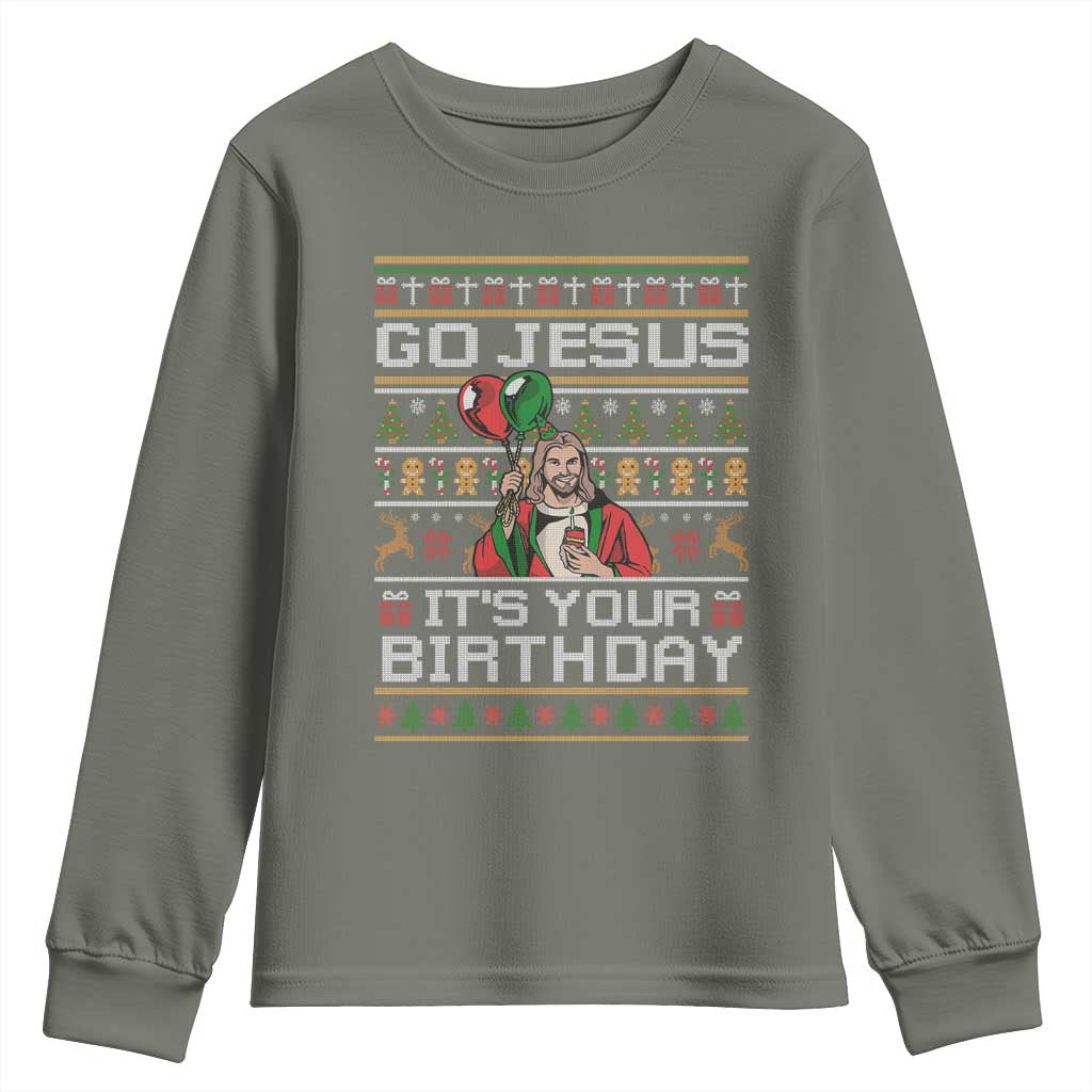 Funny Go Jesus Its Your Birthday Youth Sweatshirt Christmas Christian Religious God - Wonder Print Shop