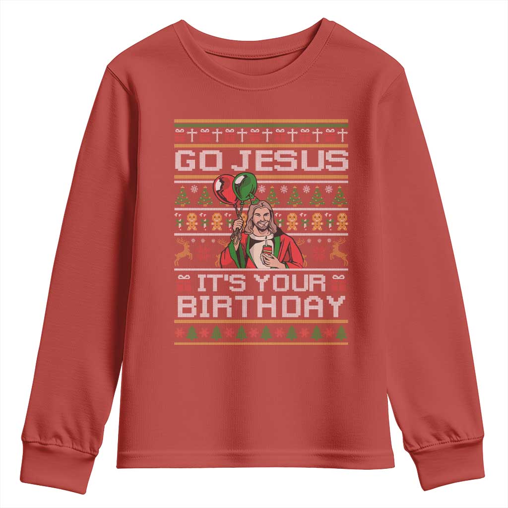Funny Go Jesus Its Your Birthday Youth Sweatshirt Christmas Christian Religious God - Wonder Print Shop