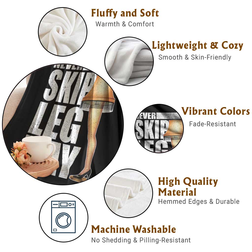 Funny Never Skip Leg Day Christmas Movie Throw Blanket Italian Leg Lamp - Wonder Print Shop