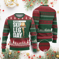 Funny Never Skip Leg Day Xmas Movie Ugly Christmas Sweater Italian Leg Lamp - Wonder Print Shop