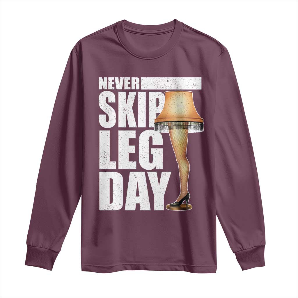 Funny Never Skip Leg Day Christmas Movie Long Sleeve Shirt Italian Leg Lamp - Wonder Print Shop