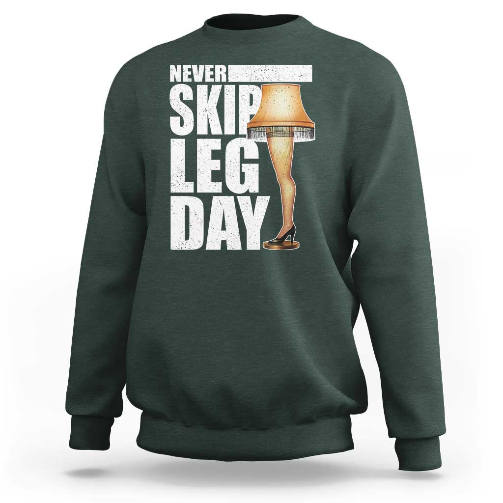 Funny Never Skip Leg Day Christmas Movie Sweatshirt Italian Leg Lamp - Wonder Print Shop