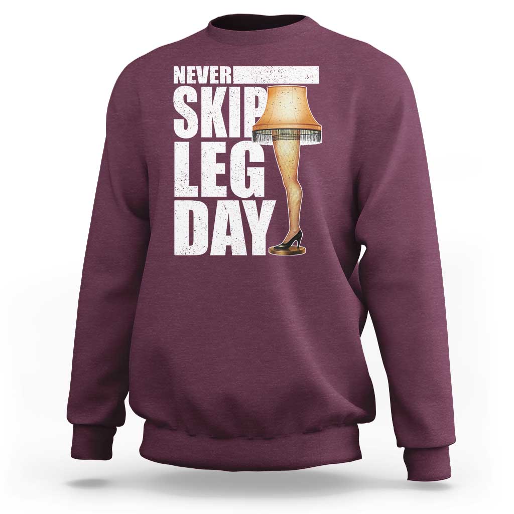 Funny Never Skip Leg Day Christmas Movie Sweatshirt Italian Leg Lamp - Wonder Print Shop