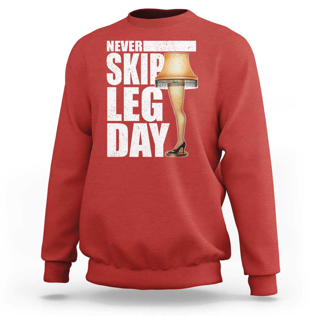Funny Never Skip Leg Day Christmas Movie Sweatshirt Italian Leg Lamp - Wonder Print Shop
