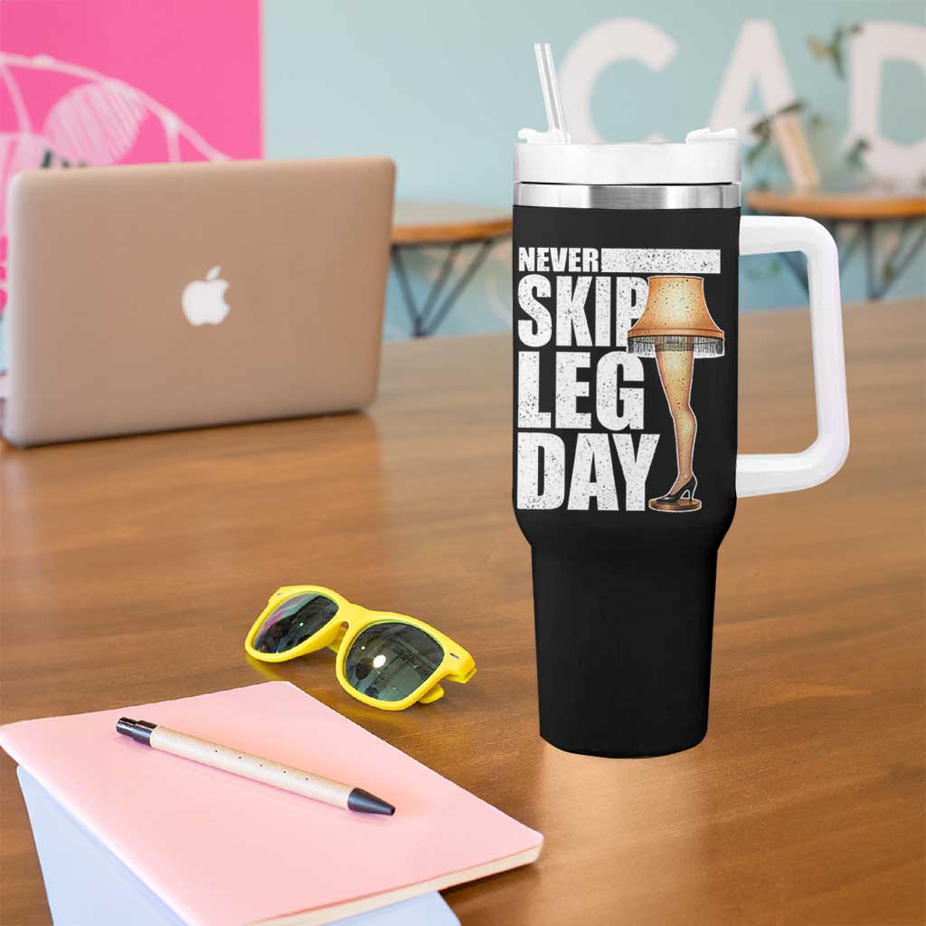 Funny Never Skip Leg Day Christmas Movie Tumbler With Handle Italian Leg Lamp - Wonder Print Shop
