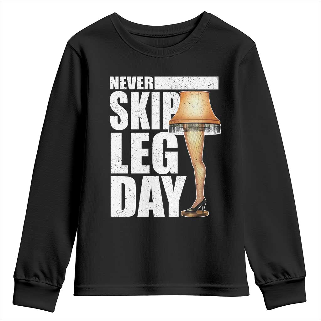 Funny Never Skip Leg Day Christmas Movie Youth Sweatshirt Italian Leg Lamp - Wonder Print Shop