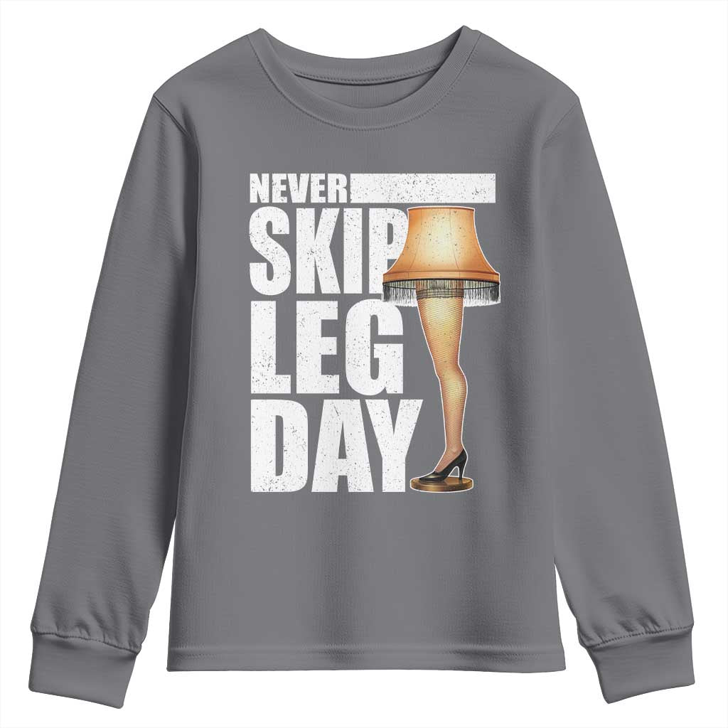 Funny Never Skip Leg Day Christmas Movie Youth Sweatshirt Italian Leg Lamp - Wonder Print Shop