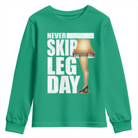 Funny Never Skip Leg Day Christmas Movie Youth Sweatshirt Italian Leg Lamp - Wonder Print Shop