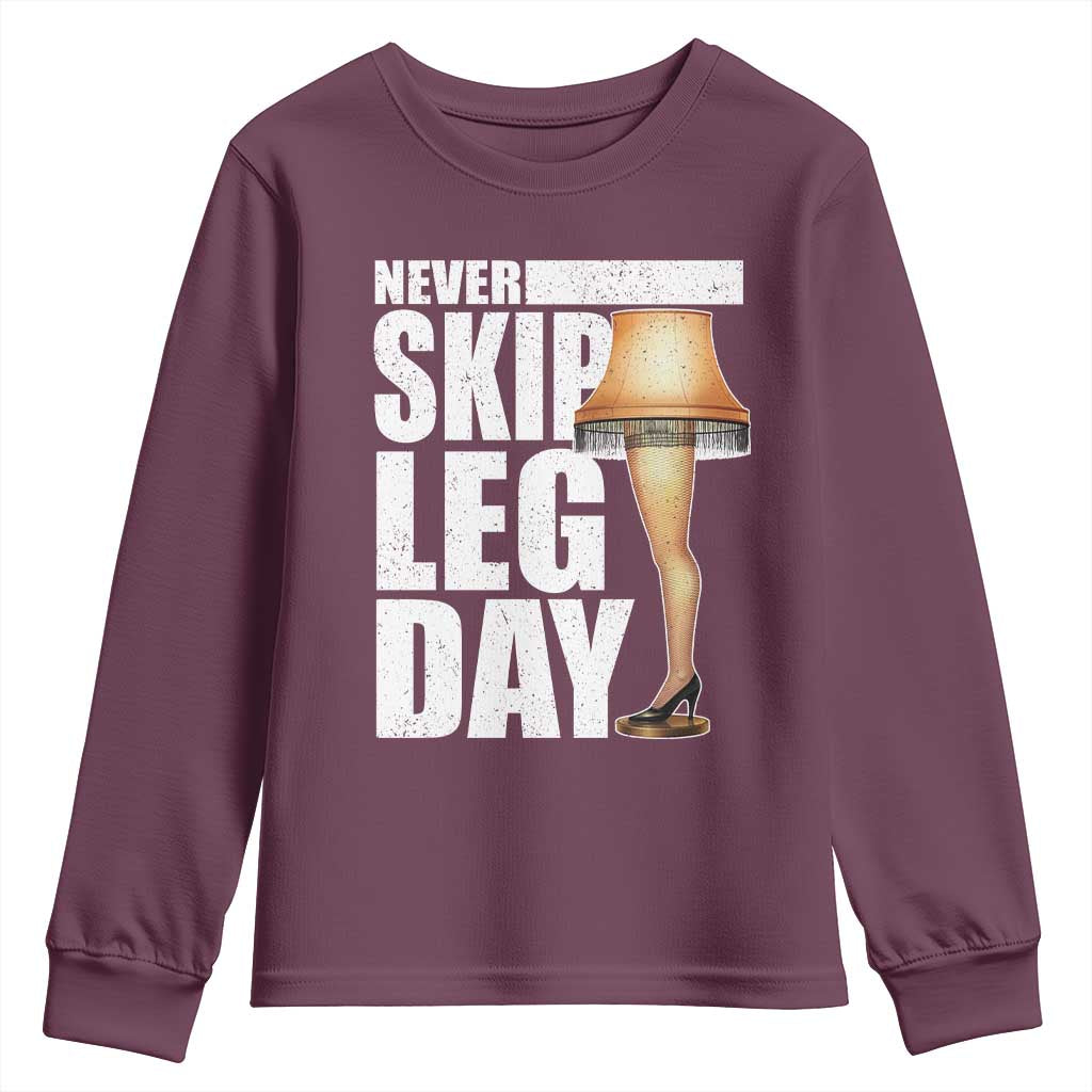 Funny Never Skip Leg Day Christmas Movie Youth Sweatshirt Italian Leg Lamp - Wonder Print Shop