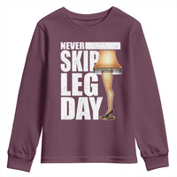 Funny Never Skip Leg Day Christmas Movie Youth Sweatshirt Italian Leg Lamp - Wonder Print Shop