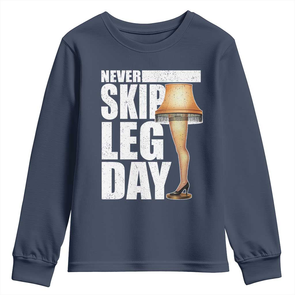 Funny Never Skip Leg Day Christmas Movie Youth Sweatshirt Italian Leg Lamp - Wonder Print Shop