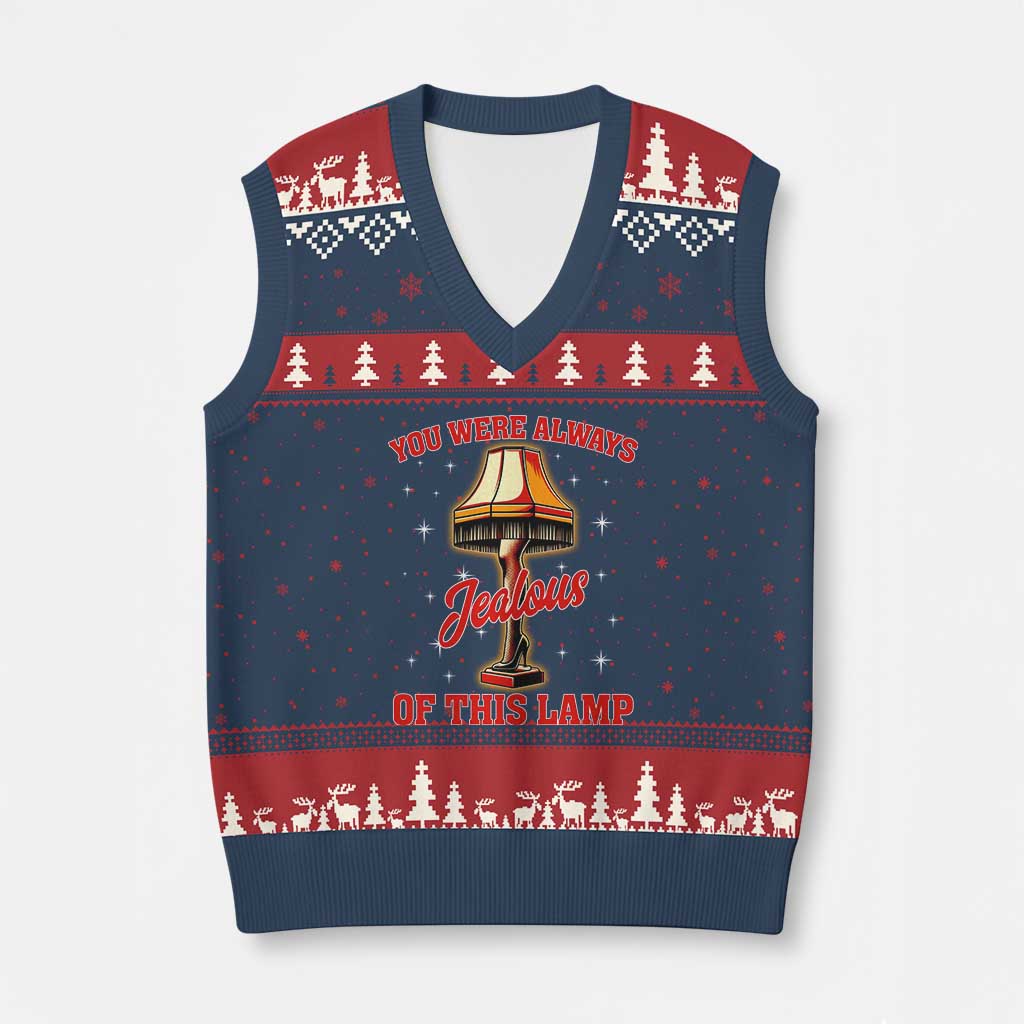 Funny Xmas Movie V-Neck Knit Sweater Vest You Were Always Jealous Of This Lamp Italian Leg Lamp - Wonder Print Shop