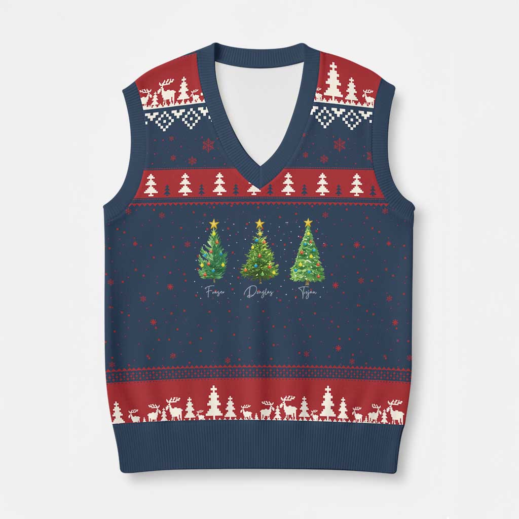 Funny Subtle FDT Resist Xmas V-Neck Knit Sweater Vest Fraser Douglass Trojan Xmas Tree - Wonder Print Shop