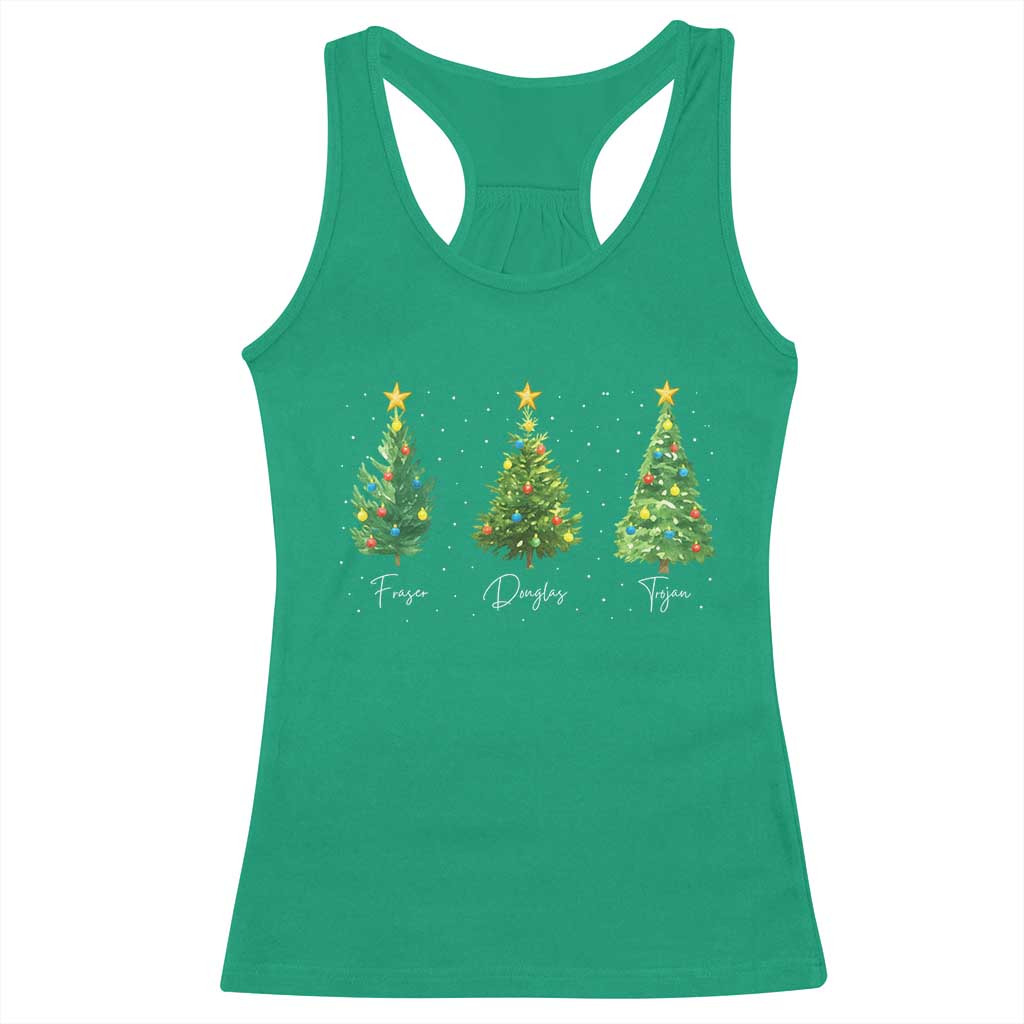 Funny Subtle FDT Resist Christmas Racerback Tank Top Fraser Douglass Trojan Xmas Tree - Wonder Print Shop