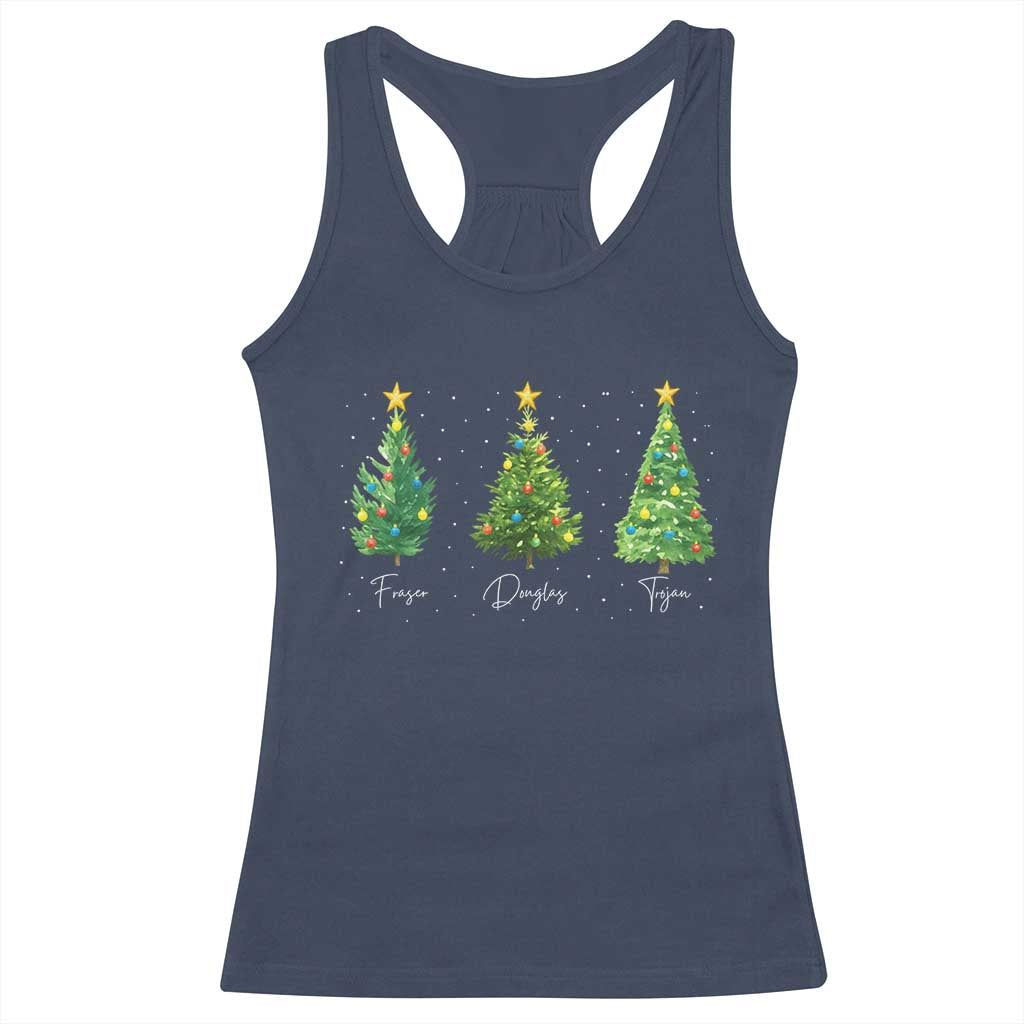 Funny Subtle FDT Resist Christmas Racerback Tank Top Fraser Douglass Trojan Xmas Tree - Wonder Print Shop