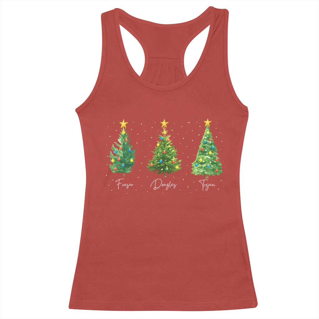 Funny Subtle FDT Resist Christmas Racerback Tank Top Fraser Douglass Trojan Xmas Tree - Wonder Print Shop