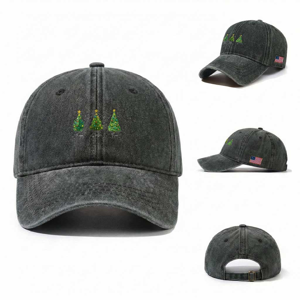 Funny Subtle FDT Resist Christmas Washed Cotton Baseball Cap Fraser Douglass Trojan Xmas Tree