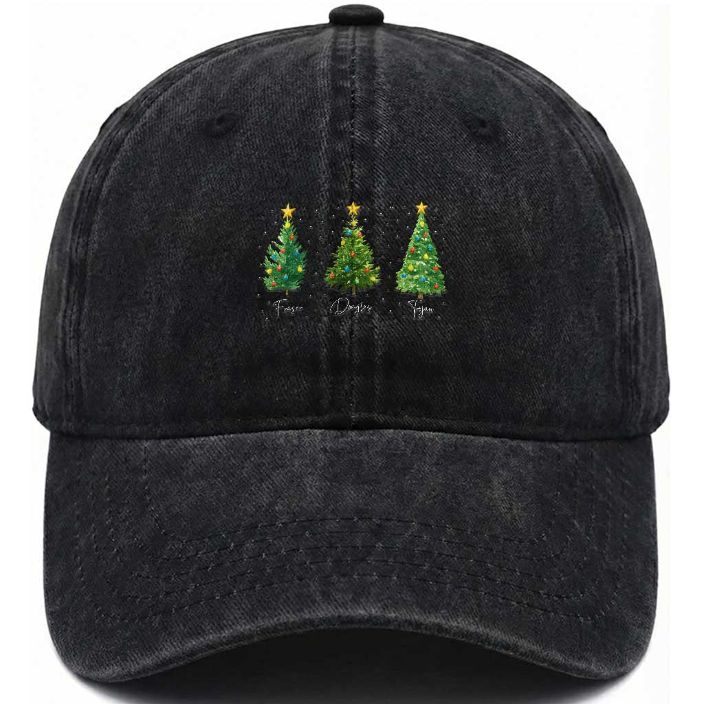 Funny Subtle FDT Resist Christmas Washed Cotton Baseball Cap Fraser Douglass Trojan Xmas Tree