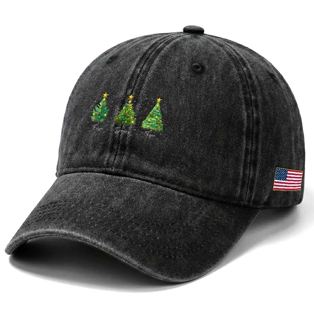 Funny Subtle FDT Resist Christmas Washed Cotton Baseball Cap Fraser Douglass Trojan Xmas Tree