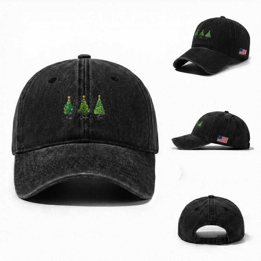 Funny Subtle FDT Resist Christmas Washed Cotton Baseball Cap Fraser Douglass Trojan Xmas Tree