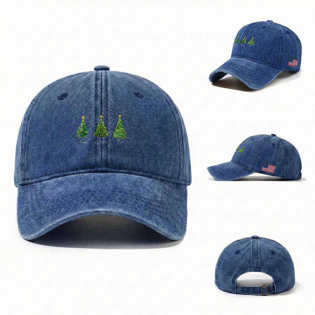 Funny Subtle FDT Resist Christmas Washed Cotton Baseball Cap Fraser Douglass Trojan Xmas Tree