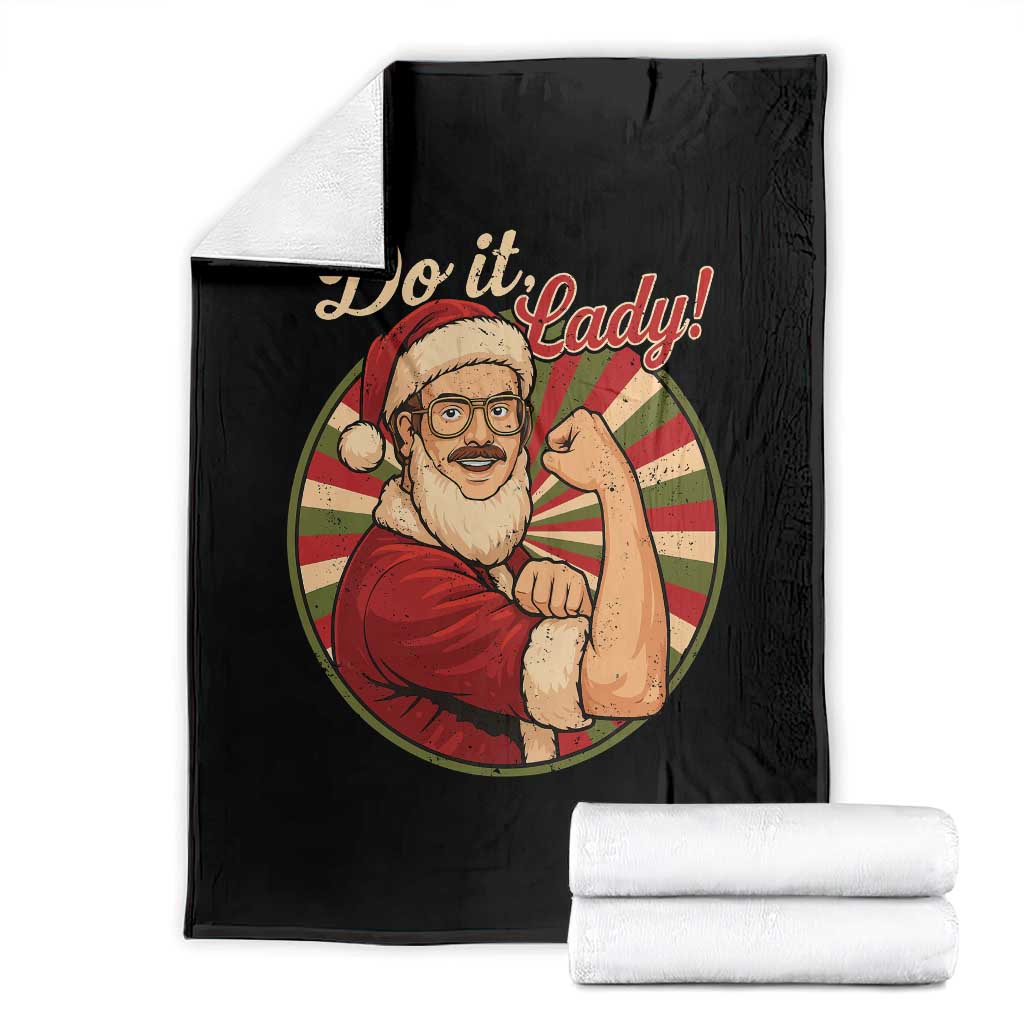 Funny Christmas Do It Lady Throw Blanket Mustache Guy Meme Santa Cosplay - Wonder Print Shop