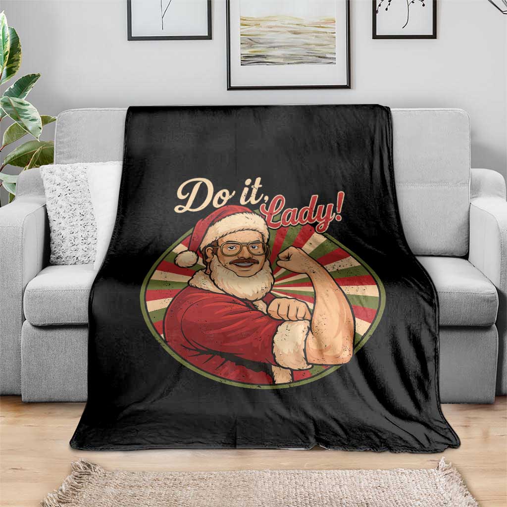 Funny Christmas Do It Lady Throw Blanket Mustache Guy Meme Santa Cosplay - Wonder Print Shop