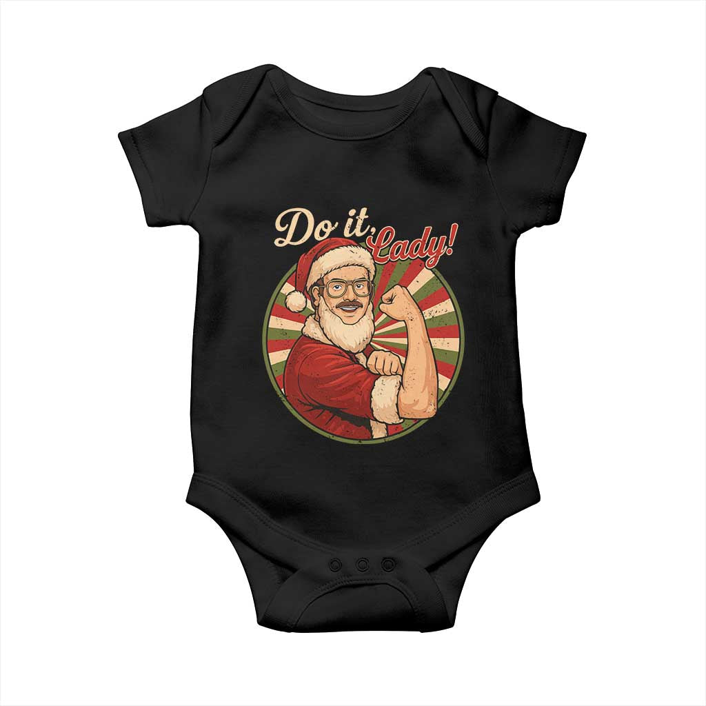 Funny Christmas Do It Lady Baby Onesie Mustache Guy Meme Santa Cosplay - Wonder Print Shop