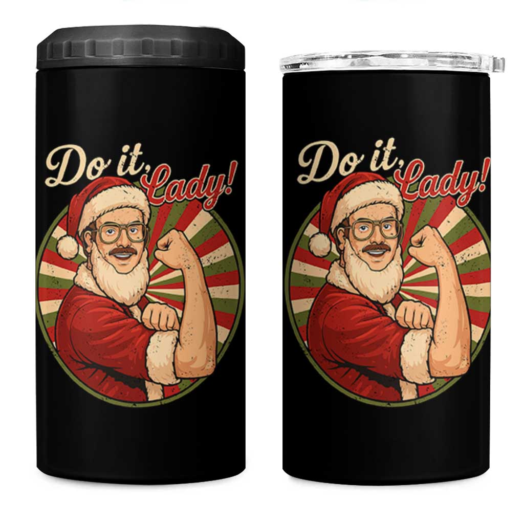 Funny Christmas Do It Lady 4 in 1 Can Cooler Tumbler Mustache Guy Meme Santa Cosplay - Wonder Print Shop