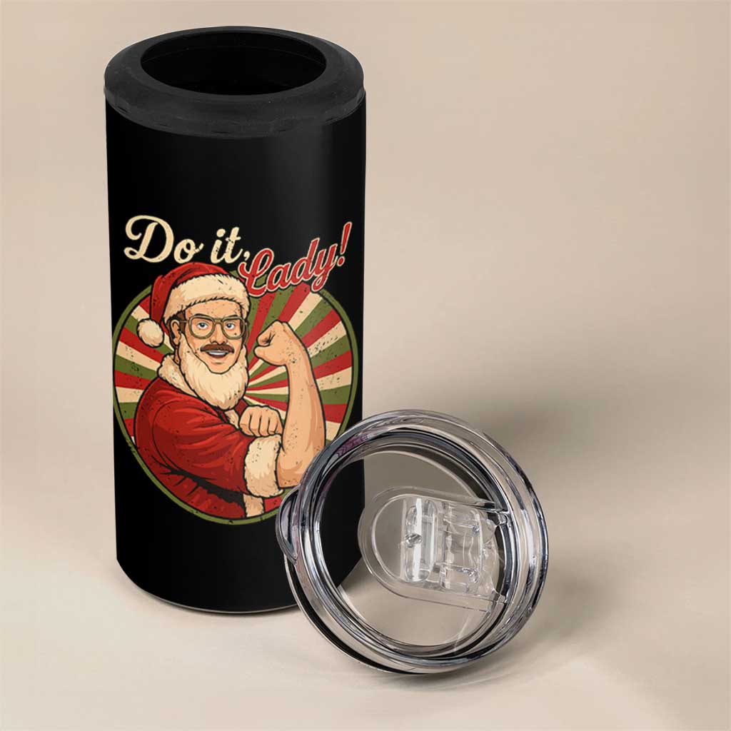 Funny Christmas Do It Lady 4 in 1 Can Cooler Tumbler Mustache Guy Meme Santa Cosplay - Wonder Print Shop