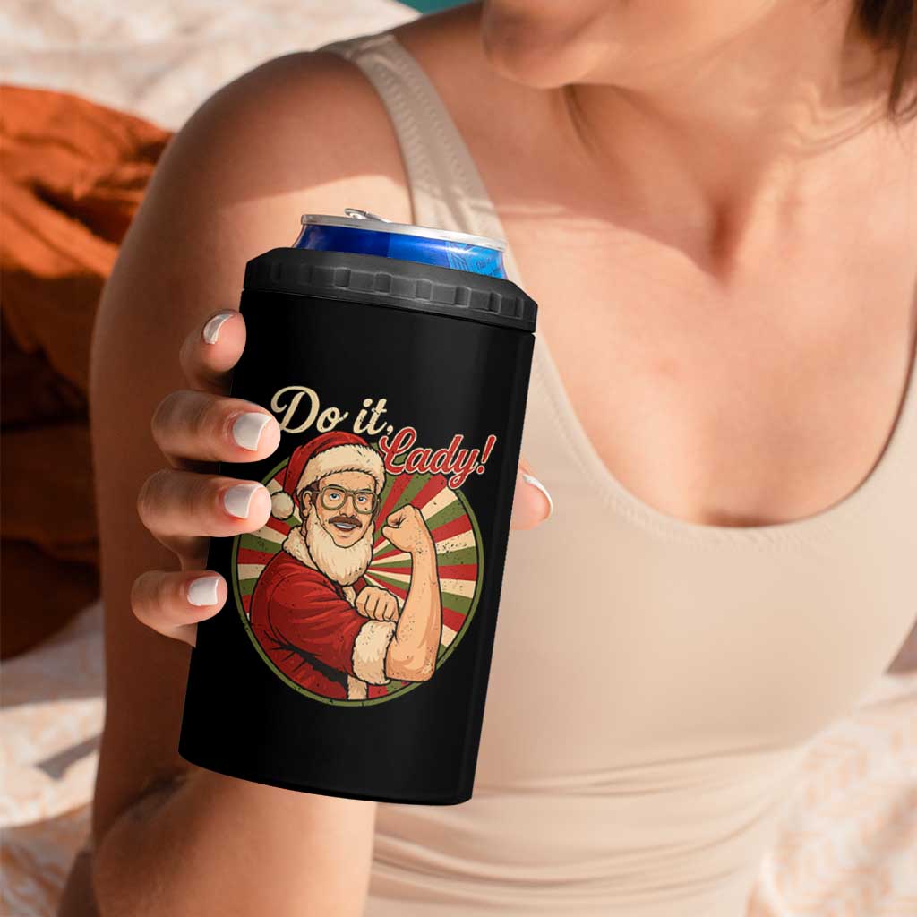Funny Christmas Do It Lady 4 in 1 Can Cooler Tumbler Mustache Guy Meme Santa Cosplay - Wonder Print Shop