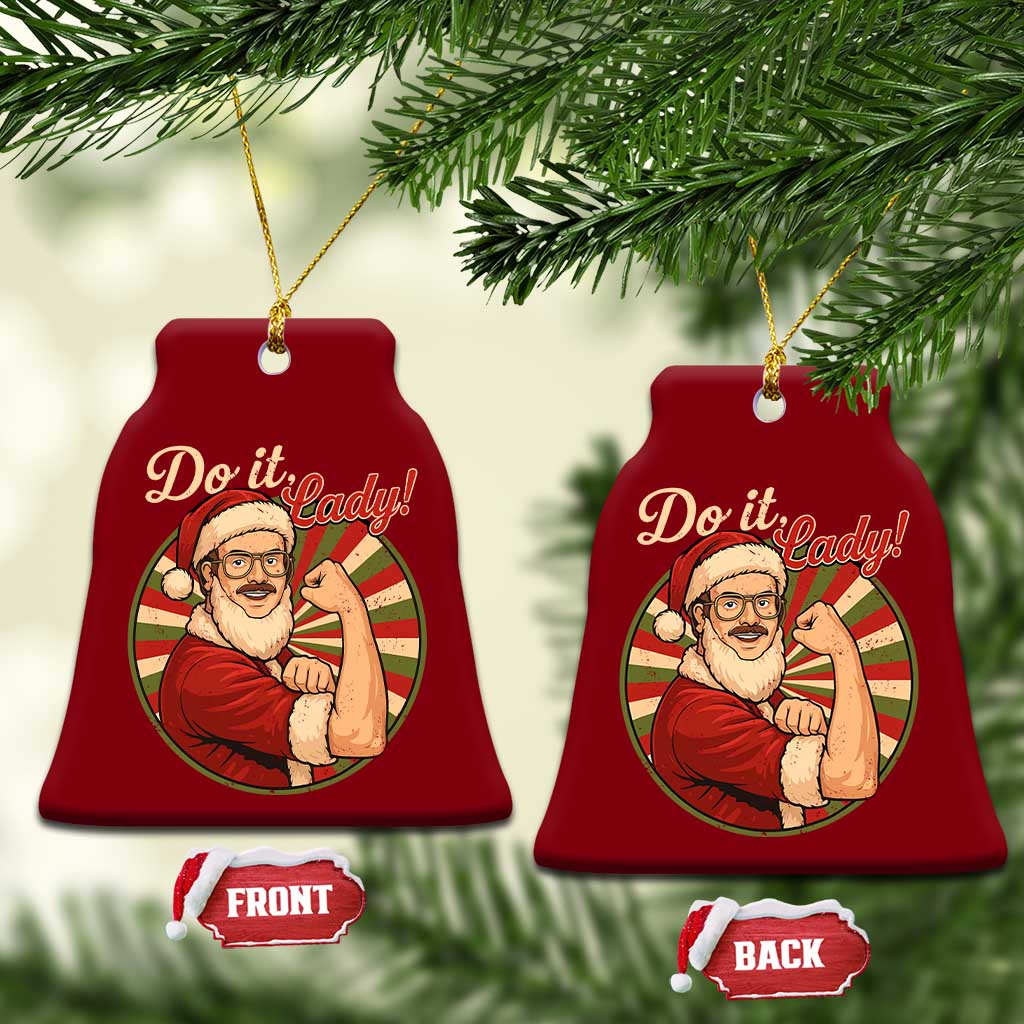 Funny Xmas Do It Lady Ceramic Ornament Mustache Guy Meme Santa Cosplay - Wonder Print Shop