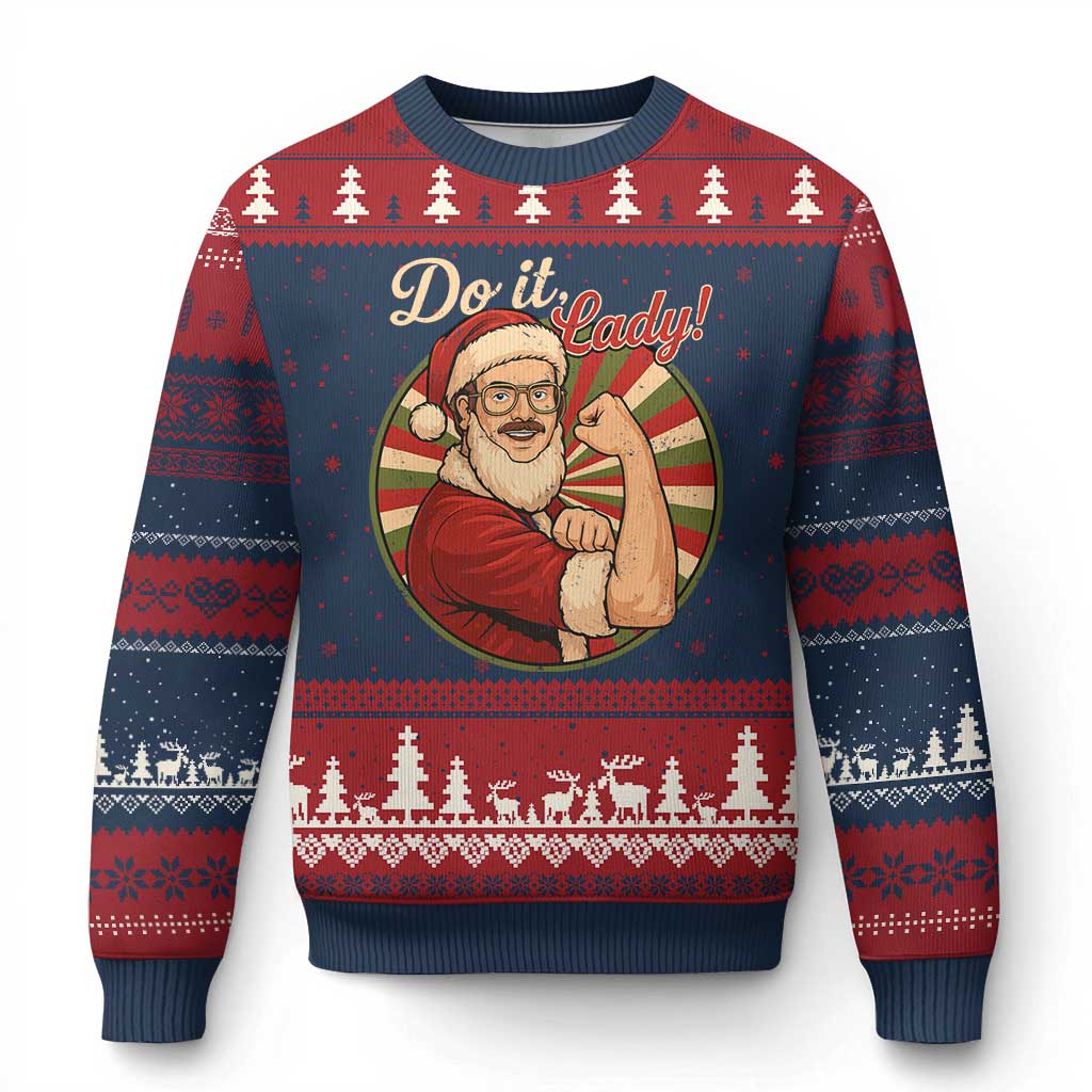 Funny Xmas Do It Lady Ugly Christmas Sweater Mustache Guy Meme Santa Cosplay - Wonder Print Shop