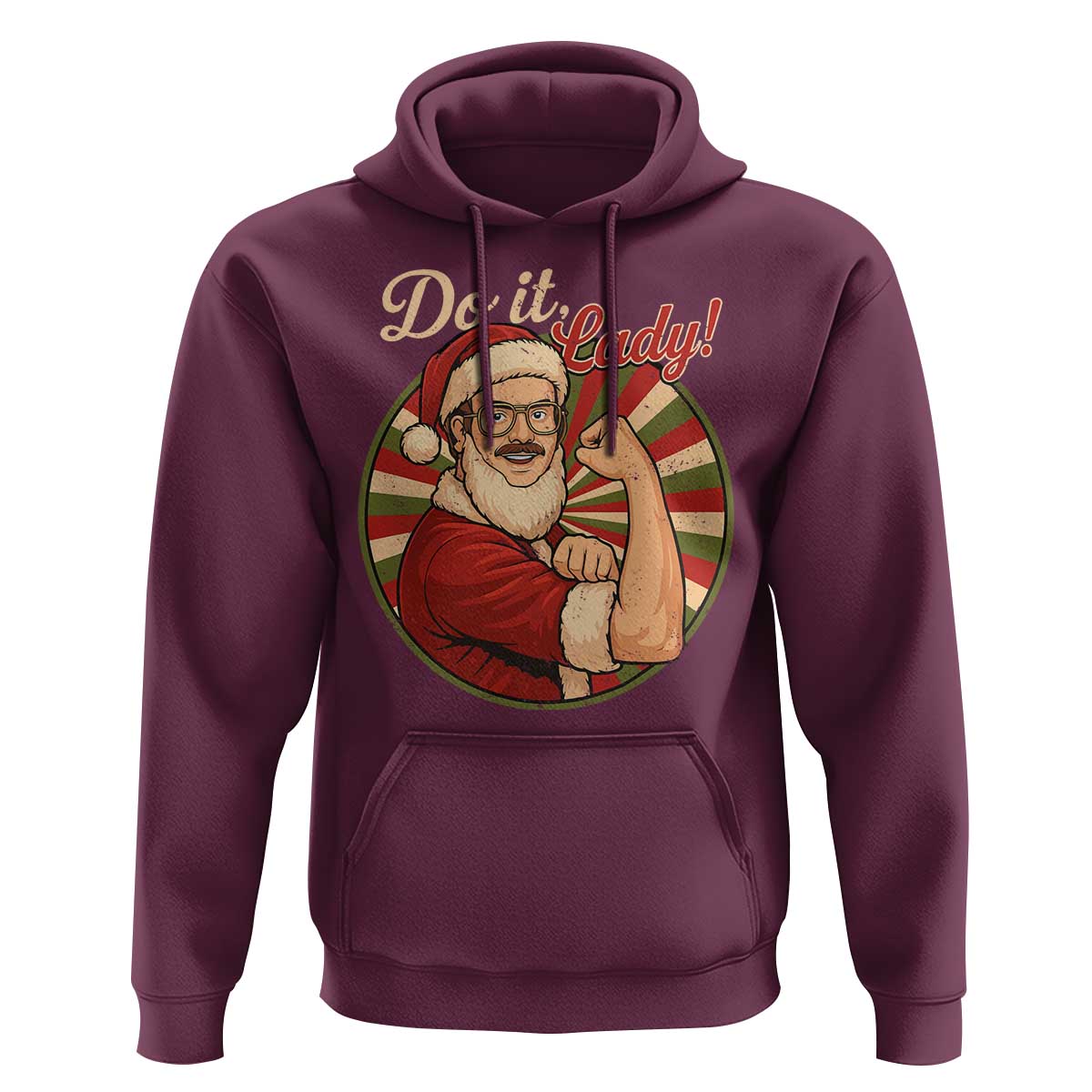 Funny Christmas Do It Lady Hoodie Mustache Guy Meme Santa Cosplay - Wonder Print Shop