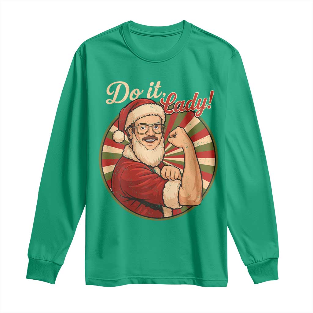 Funny Christmas Do It Lady Long Sleeve Shirt Mustache Guy Meme Santa Cosplay - Wonder Print Shop