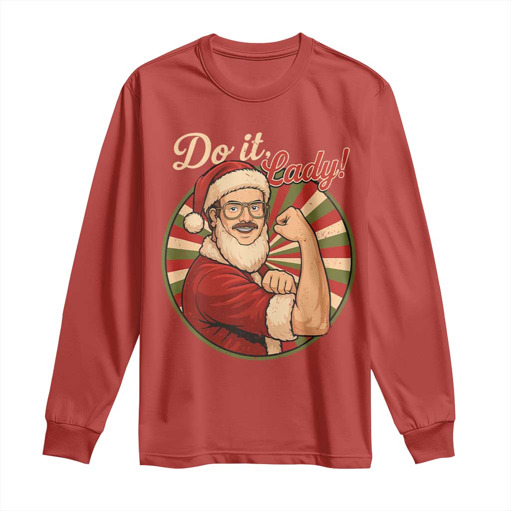 Funny Christmas Do It Lady Long Sleeve Shirt Mustache Guy Meme Santa Cosplay - Wonder Print Shop