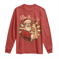Funny Christmas Do It Lady Long Sleeve Shirt Mustache Guy Meme Santa Cosplay - Wonder Print Shop