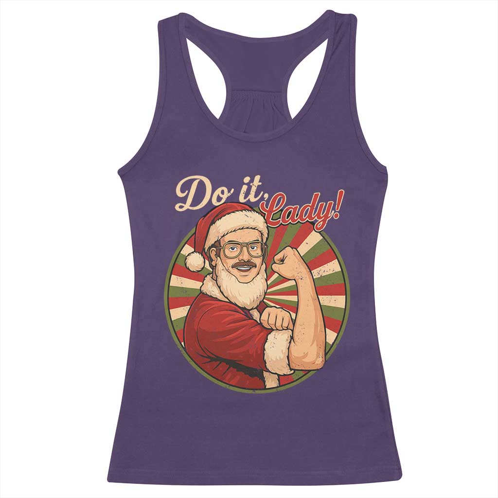 Funny Christmas Do It Lady Racerback Tank Top Mustache Guy Meme Santa Cosplay - Wonder Print Shop