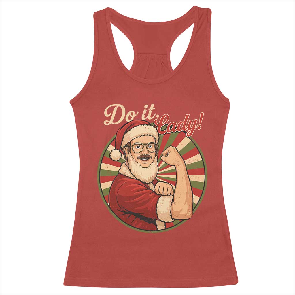 Funny Christmas Do It Lady Racerback Tank Top Mustache Guy Meme Santa Cosplay - Wonder Print Shop