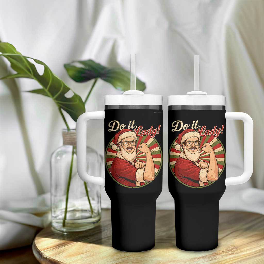Funny Christmas Do It Lady Tumbler With Handle Mustache Guy Meme Santa Cosplay - Wonder Print Shop