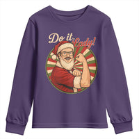 Funny Christmas Do It Lady Youth Sweatshirt Mustache Guy Meme Santa Cosplay - Wonder Print Shop