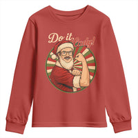 Funny Christmas Do It Lady Youth Sweatshirt Mustache Guy Meme Santa Cosplay - Wonder Print Shop